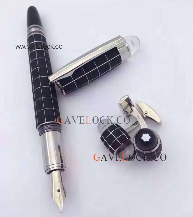 Fake Mont blanc Pen and Cufflink Set / Starwalker Fountain Pen